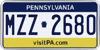 PA license plate MZZ2680