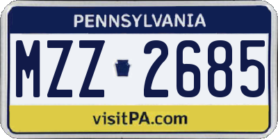 PA license plate MZZ2685