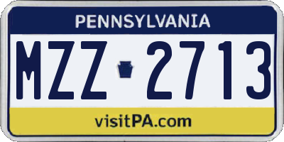 PA license plate MZZ2713