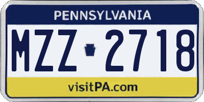 PA license plate MZZ2718
