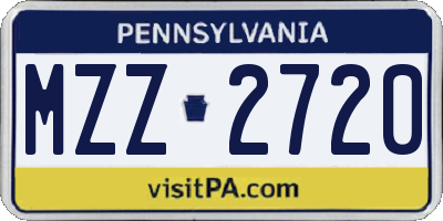 PA license plate MZZ2720