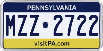 PA license plate MZZ2722