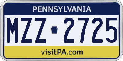 PA license plate MZZ2725