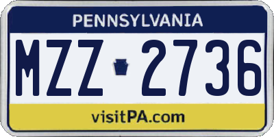 PA license plate MZZ2736