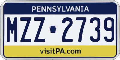 PA license plate MZZ2739