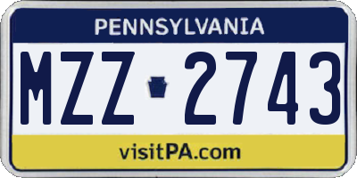 PA license plate MZZ2743