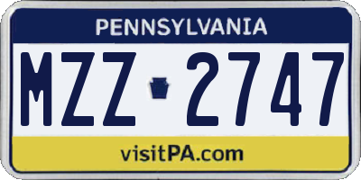 PA license plate MZZ2747