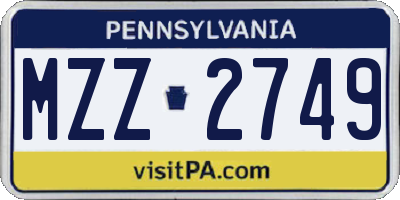 PA license plate MZZ2749