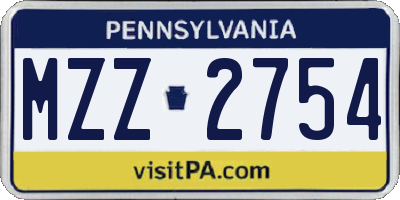 PA license plate MZZ2754