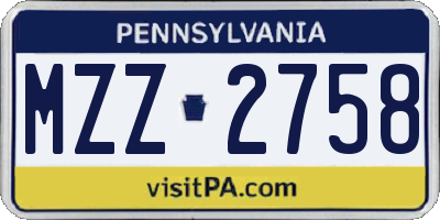 PA license plate MZZ2758