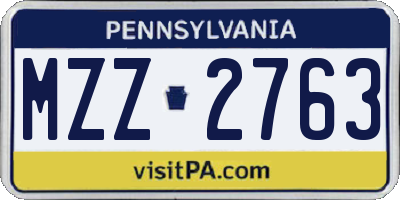 PA license plate MZZ2763