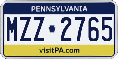 PA license plate MZZ2765