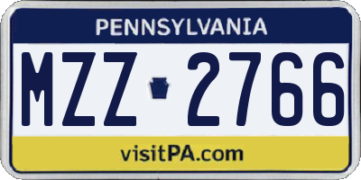 PA license plate MZZ2766