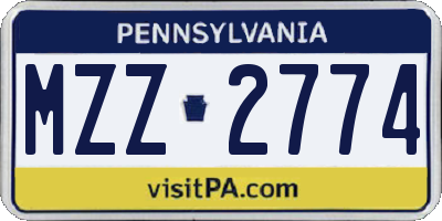 PA license plate MZZ2774