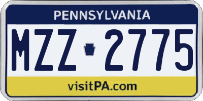PA license plate MZZ2775