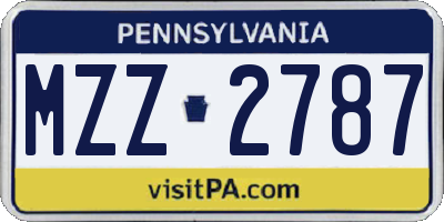 PA license plate MZZ2787