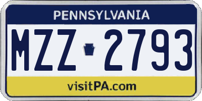 PA license plate MZZ2793