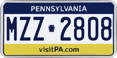 PA license plate MZZ2808