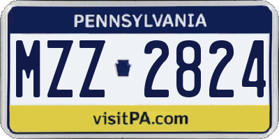PA license plate MZZ2824
