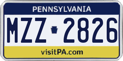 PA license plate MZZ2826