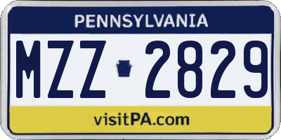 PA license plate MZZ2829