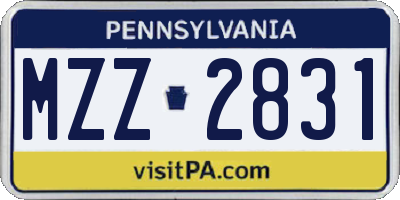 PA license plate MZZ2831