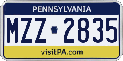 PA license plate MZZ2835