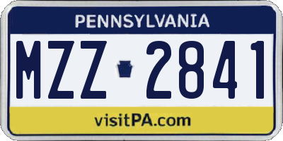 PA license plate MZZ2841
