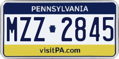 PA license plate MZZ2845