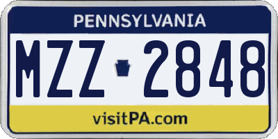 PA license plate MZZ2848