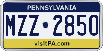PA license plate MZZ2850