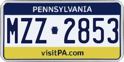 PA license plate MZZ2853