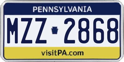 PA license plate MZZ2868