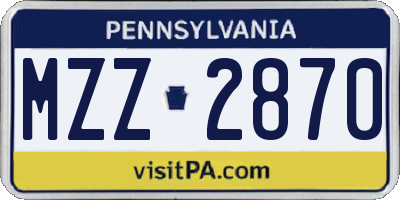 PA license plate MZZ2870