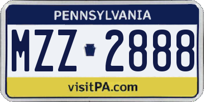 PA license plate MZZ2888