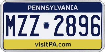 PA license plate MZZ2896