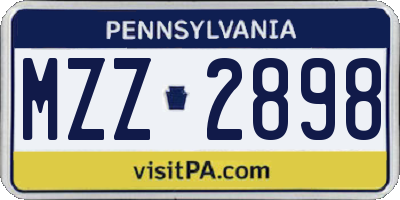 PA license plate MZZ2898