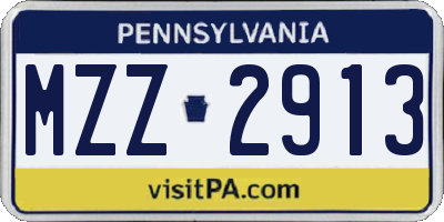 PA license plate MZZ2913