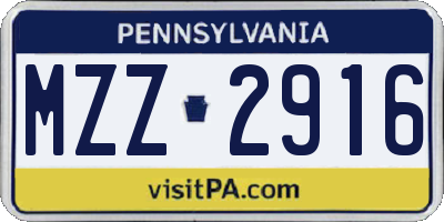 PA license plate MZZ2916