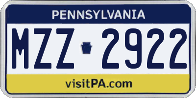 PA license plate MZZ2922