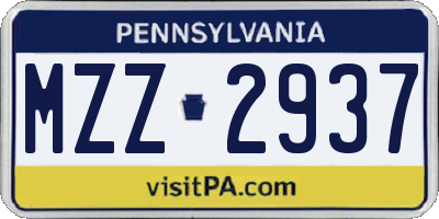 PA license plate MZZ2937