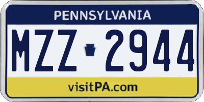 PA license plate MZZ2944