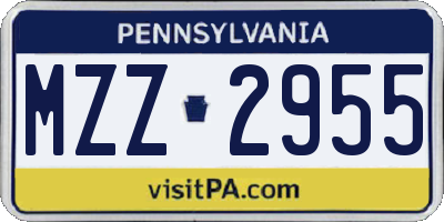 PA license plate MZZ2955