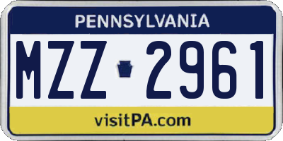 PA license plate MZZ2961