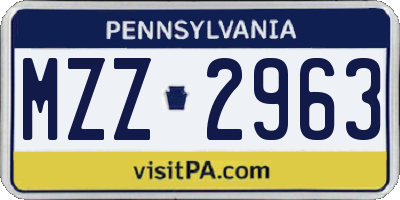 PA license plate MZZ2963