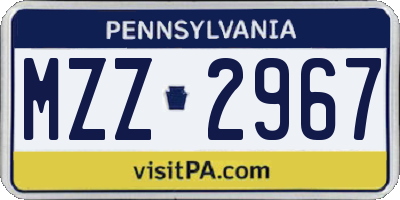 PA license plate MZZ2967