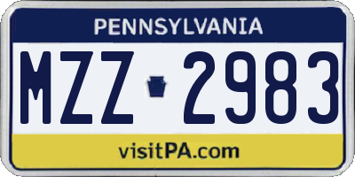 PA license plate MZZ2983