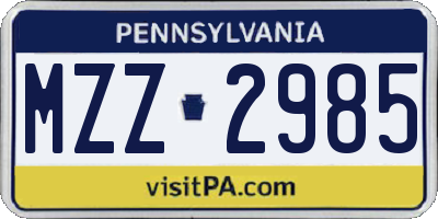 PA license plate MZZ2985