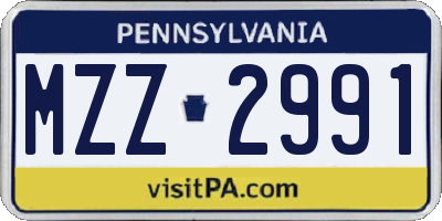 PA license plate MZZ2991