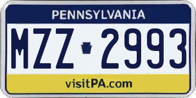 PA license plate MZZ2993